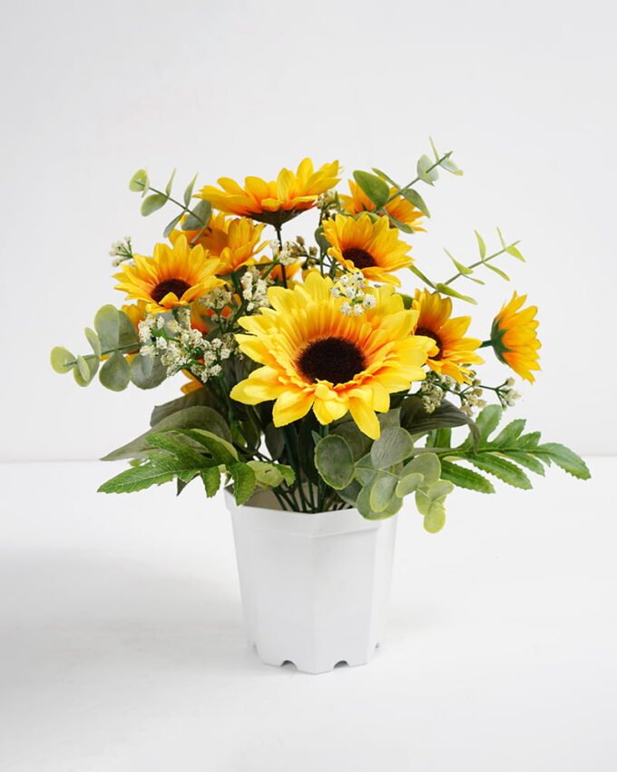 Artificial Flower 24*26CM Sunflower in pp pot GS-52821001 Potted Flowers&Plants YeahFlower is one of Chinese leading OEM manufacturers and exporters , supplying the silk flowers, wholesale artificial trees