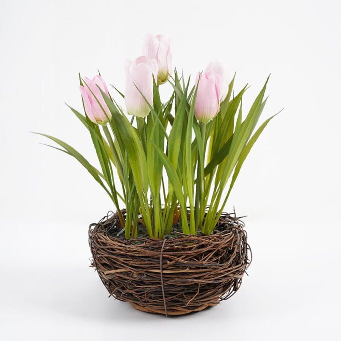 Artificial Flower 18*22CM Tulip in rattan pot GS-62921030 Potted Flowers&Plants 3,000+ sqm showroom with thousands of artificial flowers, plants & trees ready for global sourcing.