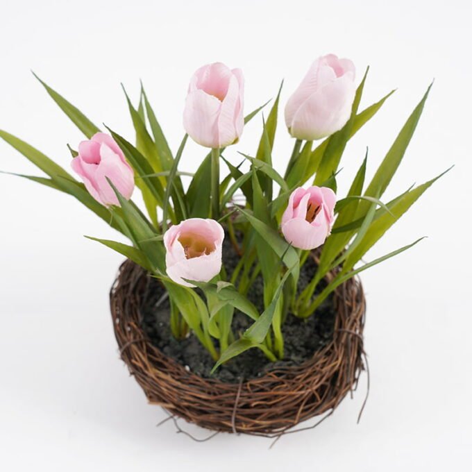 Artificial Flower 18*22CM Tulip in rattan pot GS-62921030 Potted Flowers&Plants 3,000+ sqm showroom with thousands of artificial flowers, plants & trees ready for global sourcing.