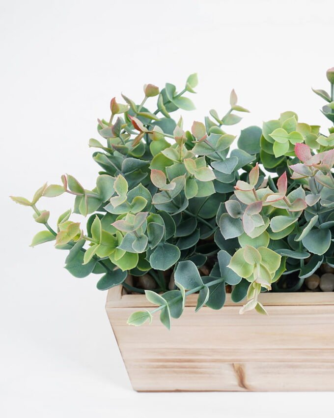 Artificial Plant 52*16*16cm  Eucalyptus in wood pot GS-51721051 Potted Flowers&Plants YeahFlower is one of Chinese leading OEM manufacturers and exporters , supplying the silk flowers, wholesale artificial trees