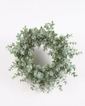 Artificial Plant 33*33*8CM Eucalyptus wreath GS-54021010 WREATH YeahFlower is one of Chinese leading OEM manufacturers and exporters , supplying the silk flowers, wholesale artificial trees