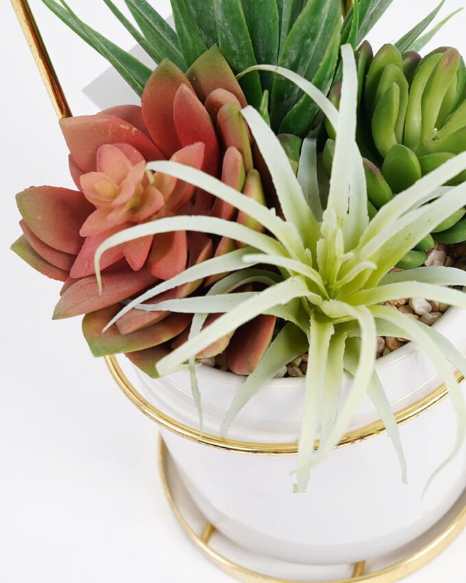 Artificial succulent 13*13*27cm Succulent in ceramic pot with iron frame GS-51721017 Succulent 3,000+ sqm showroom with thousands of artificial flowers, plants & trees ready for global sourcing.