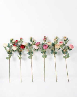 Artificial Flower 17*68cm Camellia rose spray*5 silk flowers GS-128J21004-R1 Single Flowers YeahFlower is one of Chinese leading OEM manufacturers and exporters , supplying the silk flowers, wholesale artificial trees