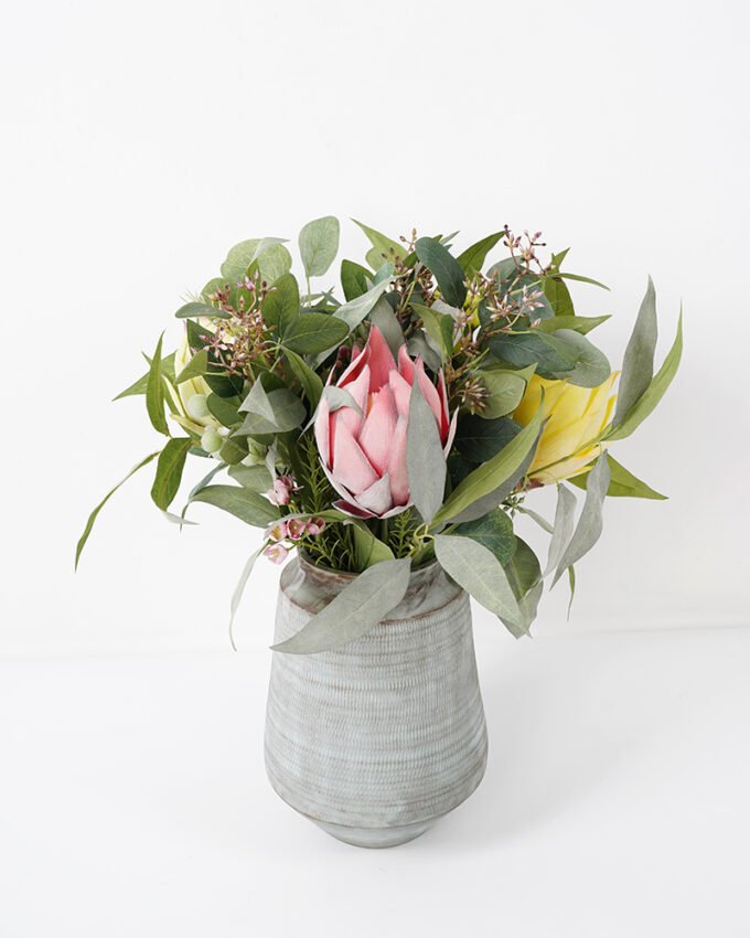 Artificial Flower 38*45CM Eucalyptus&Protea bouquet fake flowers GS-14521029 Flowers Bush YeahFlower is one of Chinese leading OEM manufacturers and exporters , supplying the silk flowers, wholesale artificial trees