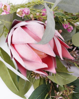 Artificial Flower 38*45CM Eucalyptus&Protea bouquet fake flowers GS-14521029 Flowers Bush YeahFlower is one of Chinese leading OEM manufacturers and exporters , supplying the silk flowers, wholesale artificial trees