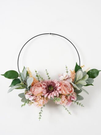 Artificial Flower 50*13*43CM FLOWERS on wire ring silk flowers GS-15421041-W1 WREATH 3,000+ sqm showroom with thousands of artificial flowers, plants & trees ready for global sourcing.