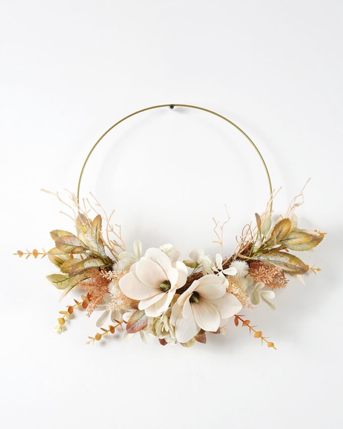 Artificial Flower 50*13*43CM FLOWERS on wire ring silk flowers GS-15421041-W1 WREATH YeahFlower is one of Chinese leading OEM manufacturers and exporters , supplying the silk flowers, wholesale artificial trees