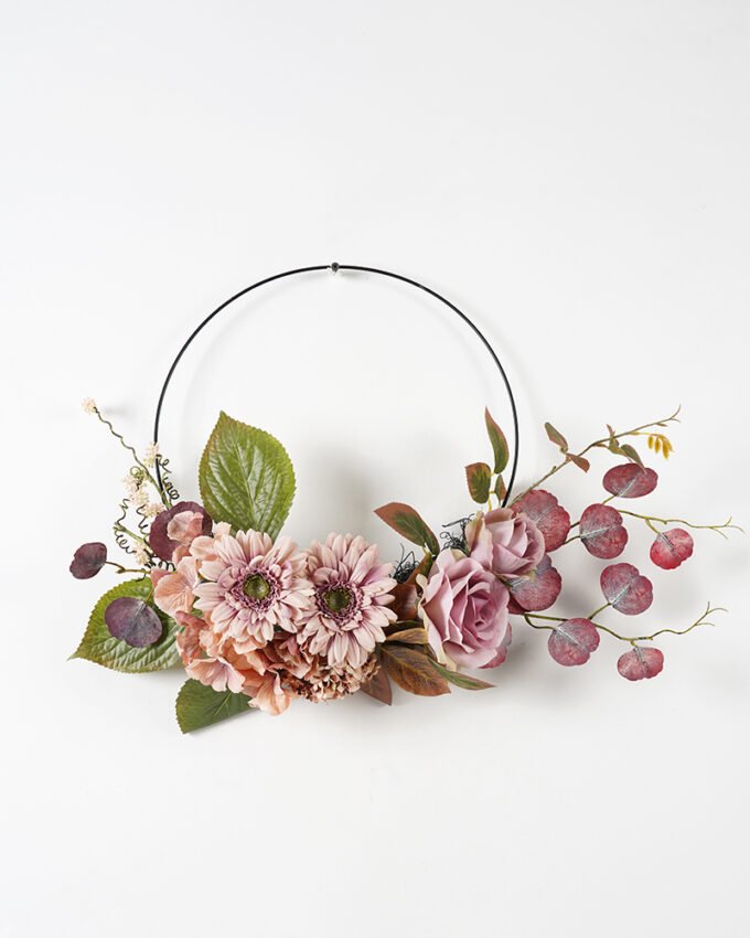 Artificial Flower 60*13*43CM FLOWERS on wire ring silk flowers GS-15421042 WREATH YeahFlower is one of Chinese leading OEM manufacturers and exporters , supplying the silk flowers, wholesale artificial trees