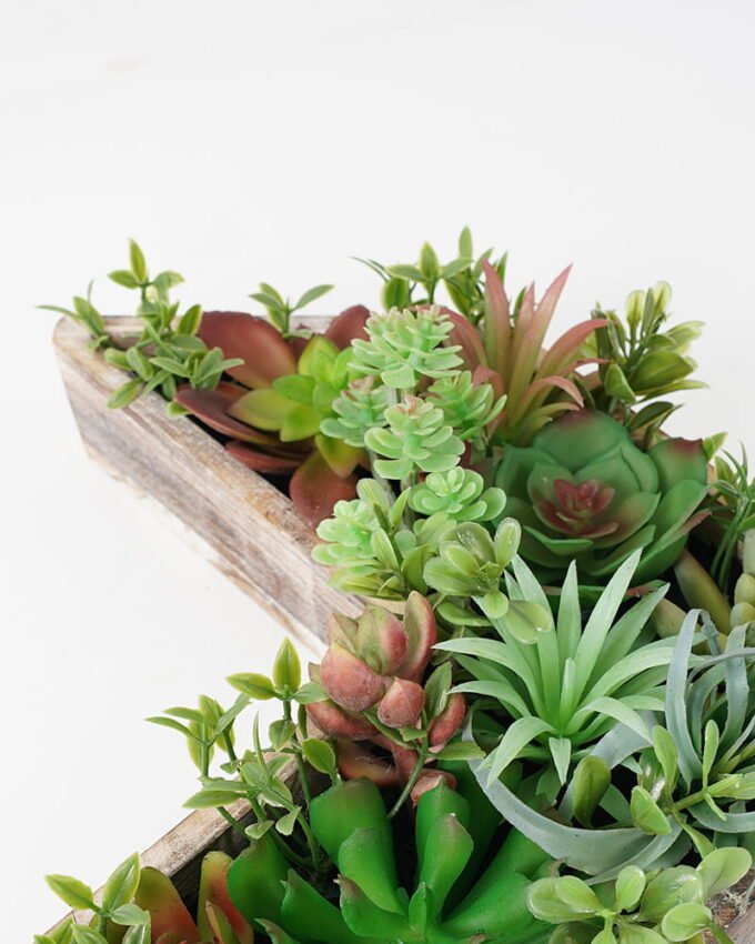 Artificial succulent 24*9*23CM desert plant in Wood planter GS-51721068 Succulent 3,000+ sqm showroom with thousands of artificial flowers, plants & trees ready for global sourcing.