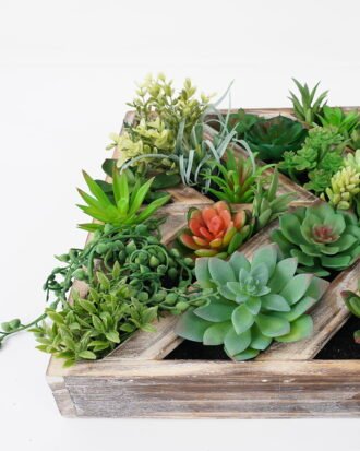 Artificial succulent 30*10*30cm desert plant in Wood planter GS-51721069 Succulent YeahFlower is one of Chinese leading OEM manufacturers and exporters , supplying the silk flowers, wholesale artificial trees
