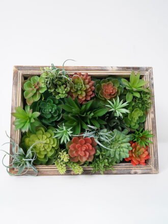 Artificial succulent 30*10*30cm desert plant in Wood planter GS-51721069 Succulent 3,000+ sqm showroom with thousands of artificial flowers, plants & trees ready for global sourcing.