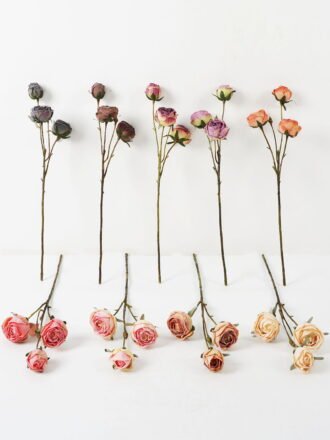Artificial Flower Dried Louis rose Spray*3 GS-25821008-P2 Single Flowers 3,000+ sqm showroom with thousands of artificial flowers, plants & trees ready for global sourcing.