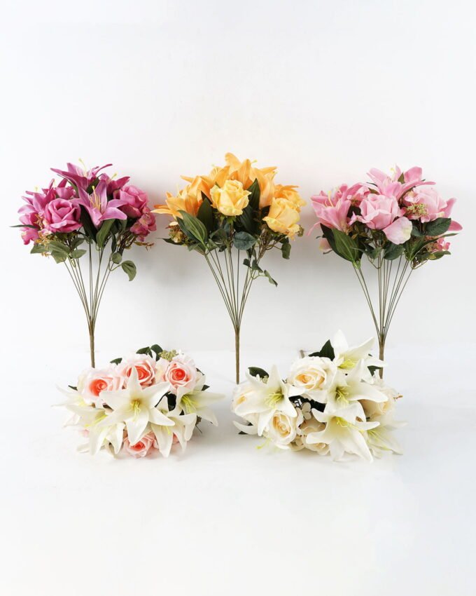 Artificial Flower Lily Rose Bush*12 GS-00519017DP Flowers Bush YeahFlower is one of Chinese leading OEM manufacturers and exporters , supplying the silk flowers, wholesale artificial trees
