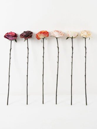Artificial Flower 10*63cm Single  Big dry roses GS-25821003-R1 Single Flowers 3,000+ sqm showroom with thousands of artificial flowers, plants & trees ready for global sourcing.