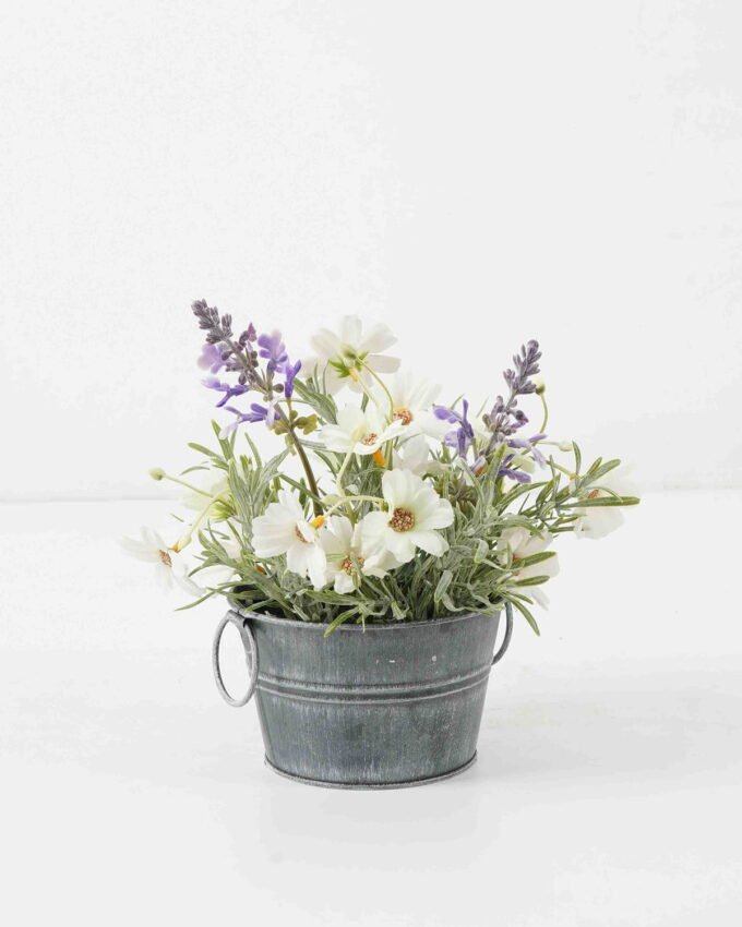 Artificial Flower 18*18*19.5cm Daisy Lavender in Metal pot GS-03322078-W1 Potted Flowers&Plants YeahFlower is one of Chinese leading OEM manufacturers and exporters , supplying the silk flowers, wholesale artificial trees
