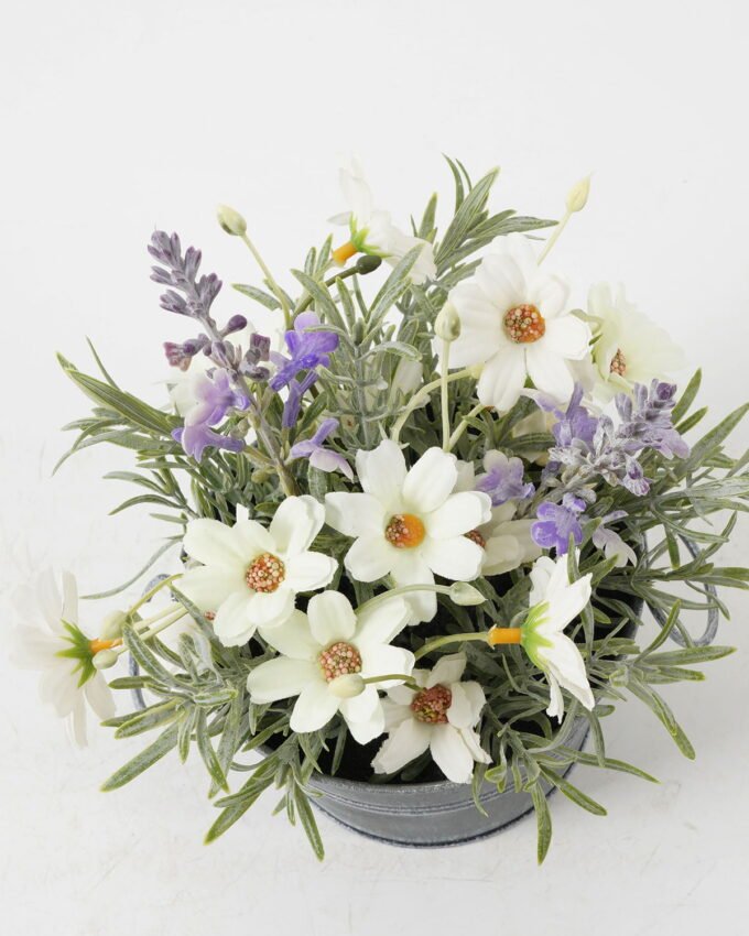 Artificial Flower 18*18*19.5cm Daisy Lavender in Metal pot GS-03322078-W1 Potted Flowers&Plants YeahFlower is one of Chinese leading OEM manufacturers and exporters , supplying the silk flowers, wholesale artificial trees