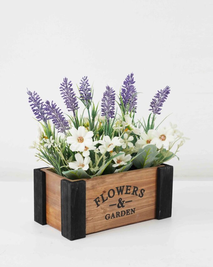 Artificial Flower 25*18*25cm Lavender Daisy in Wooden pot GS-03322034 Potted Flowers&Plants 3,000+ sqm showroom with thousands of artificial flowers, plants & trees ready for global sourcing.