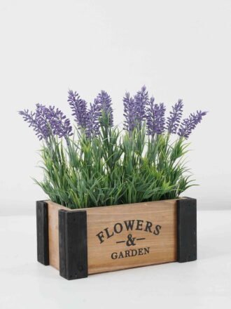 Artificial Flower 26*16*29cm Lavender Eucalyptus in Wooden pot GS-03322037 Potted Flowers&Plants 3,000+ sqm showroom with thousands of artificial flowers, plants & trees ready for global sourcing.