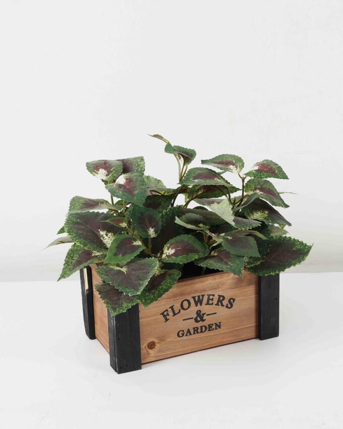 Artificial Flower 30*30*27cm Perilla in Wooden pot GS-03322036 Potted Flowers&Plants 3,000+ sqm showroom with thousands of artificial flowers, plants & trees ready for global sourcing.