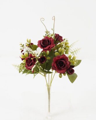 Artificial Flower 20*20*30cm Rose*5 bush GS-67122001-R1 Flowers Bush YeahFlower is one of Chinese leading OEM manufacturers and exporters , supplying the silk flowers, wholesale artificial trees