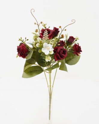 Artificial Flower 20*20*30cm Rose*5 bush GS-67122002-R1 Flowers Bush YeahFlower is one of Chinese leading OEM manufacturers and exporters , supplying the silk flowers, wholesale artificial trees