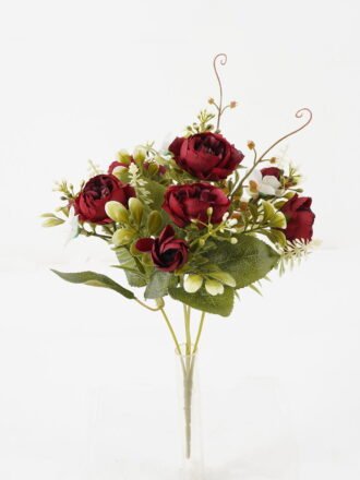 Artificial Flower 20*20*30cm Rose*5 bush GS-67122004-O1 Flowers Bush 3,000+ sqm showroom with thousands of artificial flowers, plants & trees ready for global sourcing.