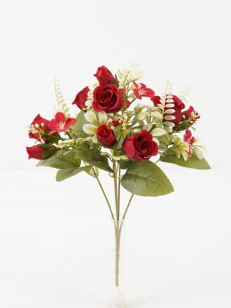 Artificial Flower 20*20*30cm Rose*5 bush GS-67122006-R2 Flowers Bush 3,000+ sqm showroom with thousands of artificial flowers, plants & trees ready for global sourcing.