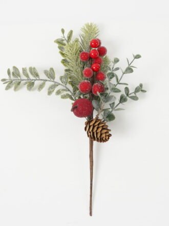 Artificial Flower 25*25*8CM Eucalyptus & pip berry branch GS-66222045 Christmas Item 3,000+ sqm showroom with thousands of artificial flowers, plants & trees ready for global sourcing.