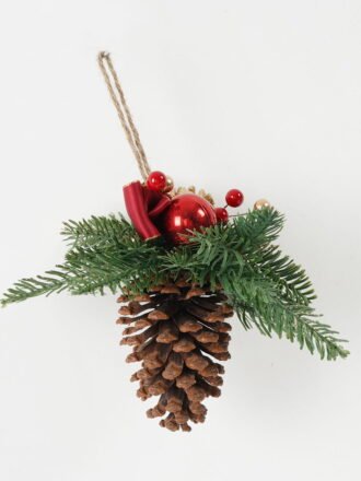 Artificial Flower 38*38*10CM Red pinecone and woodcurl wreath GS-66222069 Christmas Item 3,000+ sqm showroom with thousands of artificial flowers, plants & trees ready for global sourcing.