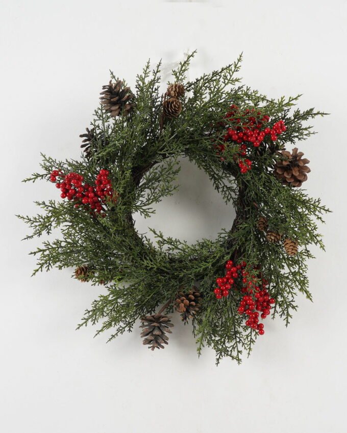Artificial Flower 62*62*15CM pinecone/berry rattan ring GS-66222086 Christmas Item YeahFlower is one of Chinese leading OEM manufacturers and exporters , supplying the silk flowers, wholesale artificial trees
