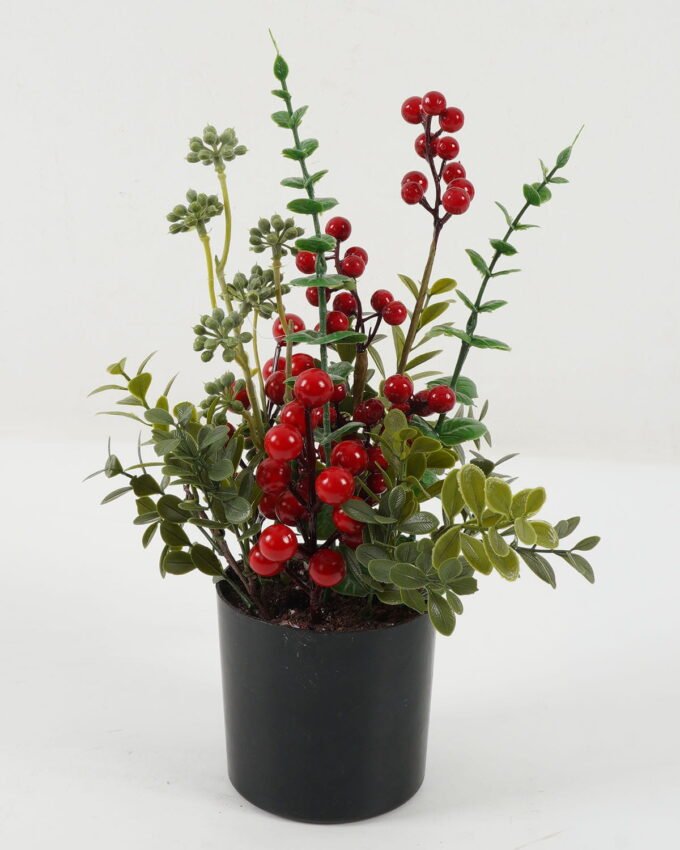 Artificial Flower 15*15*31CM tiny leaf and berry in pp pot GS-66222056 Christmas Item YeahFlower is one of Chinese leading OEM manufacturers and exporters , supplying the silk flowers, wholesale artificial trees