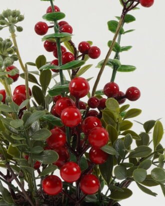 Artificial Flower 15*15*31CM tiny leaf and berry in pp pot GS-66222056 Christmas Item YeahFlower is one of Chinese leading OEM manufacturers and exporters , supplying the silk flowers, wholesale artificial trees