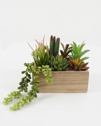 Artificial succulent 20*20*23cm Artificial succulent in wood pot GS-51722171 Succulent YeahFlower is one of Chinese leading OEM manufacturers and exporters , supplying the silk flowers, wholesale artificial trees