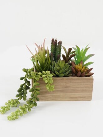 Artificial succulent 17*17*26cm Artificial succulent in wood pot GS-51722170 Succulent 3,000+ sqm showroom with thousands of artificial flowers, plants & trees ready for global sourcing.