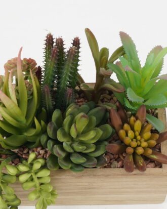 Artificial succulent 20*20*23cm Artificial succulent in wood pot GS-51722171 Succulent YeahFlower is one of Chinese leading OEM manufacturers and exporters , supplying the silk flowers, wholesale artificial trees