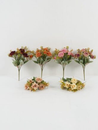Artificial Flower 22*22*33cm Rose *7 bush GS-31722008-O1 Flowers Bush 3,000+ sqm showroom with thousands of artificial flowers, plants & trees ready for global sourcing.
