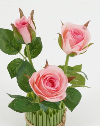 Artificial Table Plants 13*13*23cm rose *3 GS-69022010-P1 Potted Flowers&Plants YeahFlower is one of Chinese leading OEM manufacturers and exporters , supplying the silk flowers, wholesale artificial trees