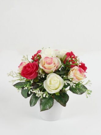 Artificial Flower 19*19*20cm Rose *12 in PP pot GS-64223003 Potted Flowers&Plants 3,000+ sqm showroom with thousands of artificial flowers, plants & trees ready for global sourcing.