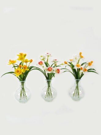 Artificial Flower 8*6*15cm Chamomile  in glass ware GS-16823029-W1 Potted Flowers&Plants 3,000+ sqm showroom with thousands of artificial flowers, plants & trees ready for global sourcing.