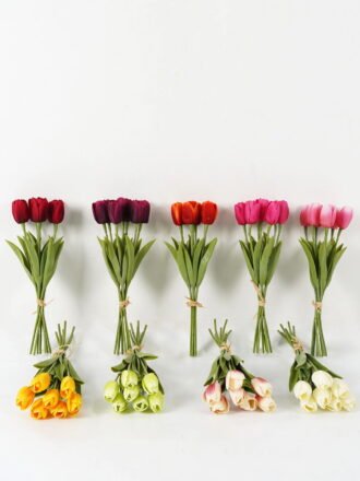 Artificial Flower 12*12*32cm Tulipa *7 bundle GS-128J23015-R1 Bouquet 3,000+ sqm showroom with thousands of artificial flowers, plants & trees ready for global sourcing.