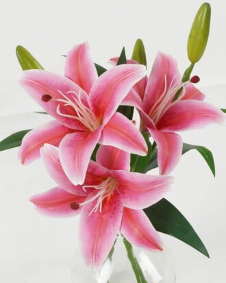 Artificial Flower 35cm Lily*3 in the glass GS-06923004-R1 Potted Flowers&Plants YeahFlower is one of Chinese leading OEM manufacturers and exporters , supplying the silk flowers, wholesale artificial trees