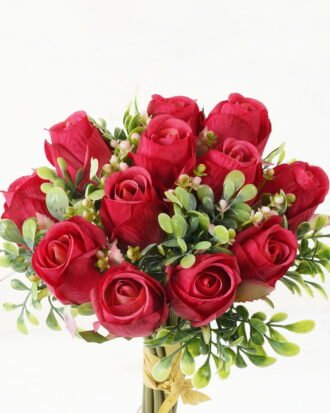 Artificial Flower 20*20*33cm Rose bundle GS-128J23018-R1 Bouquet YeahFlower is one of Chinese leading OEM manufacturers and exporters , supplying the silk flowers, wholesale artificial trees
