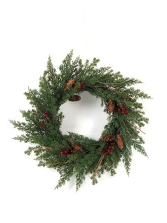 Artificial Flower 40*40cm Haw apple wreath GS-65623169 Christmas Item 3,000+ sqm showroom with thousands of artificial flowers, plants & trees ready for global sourcing.