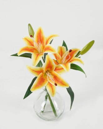 Artificial Table Plants 35cm Lily*3 in the glass GS-06923004-O1 Potted Flowers&Plants YeahFlower is one of Chinese leading OEM manufacturers and exporters , supplying the silk flowers, wholesale artificial trees