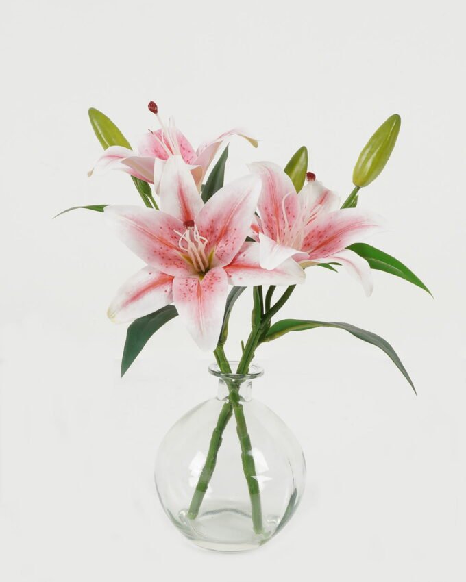 Artificial Table Plants 35cm Lily*3 in the glass GS-06923004-P1 Potted Flowers&Plants YeahFlower is one of Chinese leading OEM manufacturers and exporters , supplying the silk flowers, wholesale artificial trees
