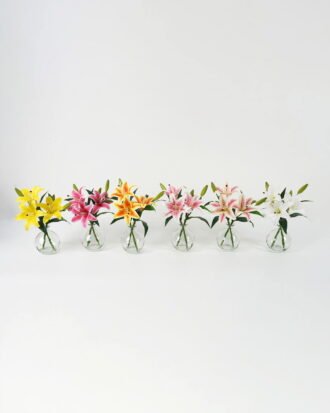 Artificial Table Plants 35cm Lily*3 in the glass GS-06923004 Potted Flowers&Plants YeahFlower is one of Chinese leading OEM manufacturers and exporters , supplying the silk flowers, wholesale artificial trees