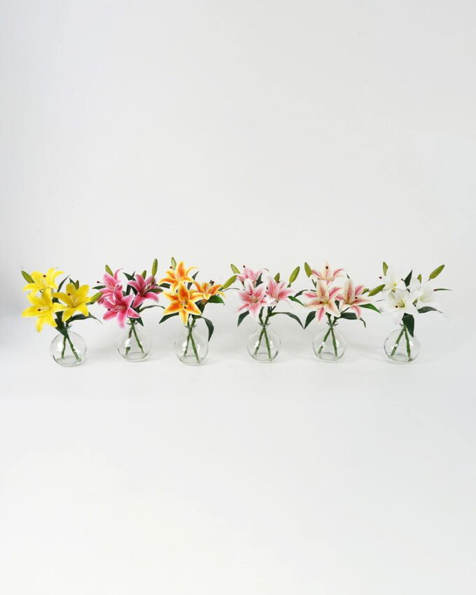 Artificial Table Plants 35cm Lily*3 in the glass GS-06923004 Potted Flowers&Plants YeahFlower is one of Chinese leading OEM manufacturers and exporters , supplying the silk flowers, wholesale artificial trees