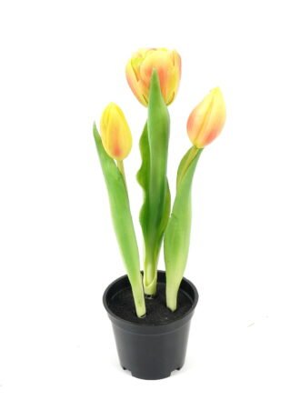 Artificial Table Plants 9*9*24cm Tulip *3 in PP  pot GS-24523024-R1 Potted Flowers&Plants 3,000+ sqm showroom with thousands of artificial flowers, plants & trees ready for global sourcing.