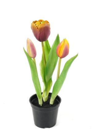 Artificial Table Plants 11*11*22cm Tulip *5  in PP  pot GS-24523025 Potted Flowers&Plants 3,000+ sqm showroom with thousands of artificial flowers, plants & trees ready for global sourcing.