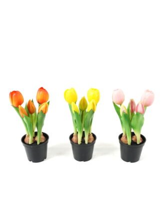 Artificial Table Plants 11*11*22cm Tulip *5  in PP  pot GS-24523025-O1 Potted Flowers&Plants 3,000+ sqm showroom with thousands of artificial flowers, plants & trees ready for global sourcing.